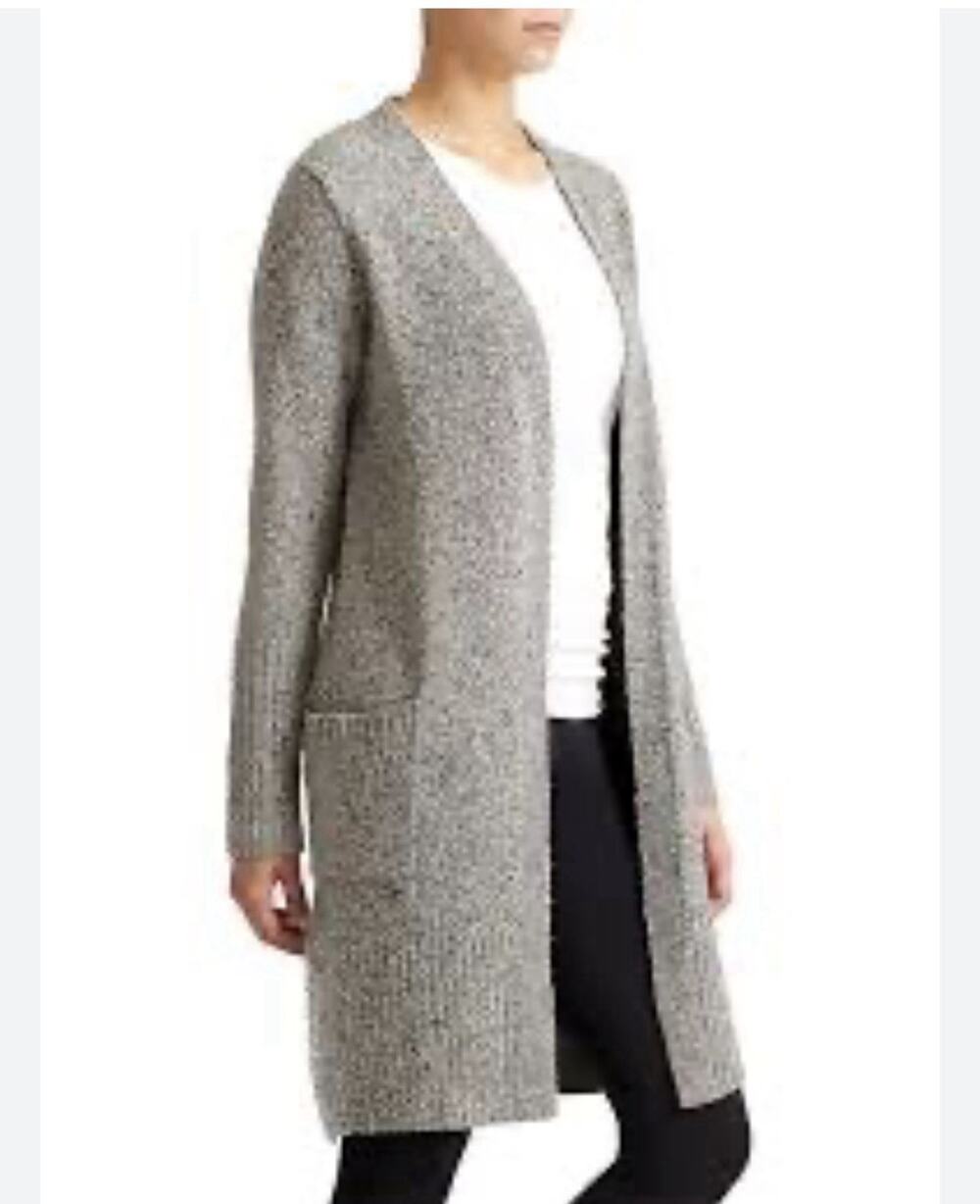 Athleta Passage Sweater Coat Open Front Size Medium Wool Blend Gray Cardigan